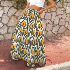 Alternative view of GERTRUDE - High Waist Frill Hem Maxi Skirt (Golden Echo)