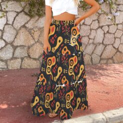 GERTRUDE - High Waist Frill Hem Maxi Skirt (Midnight Groove)