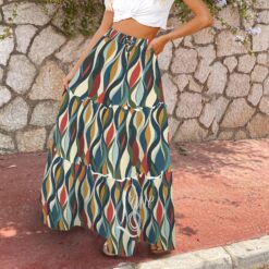 Alternative view of GERTRUDE - High Waist Frill Hem Maxi Skirt (Chromatic Drift)