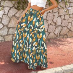 Alternative view of GERTRUDE - High Waist Frill Hem Maxi Skirt (Wild Bloom)