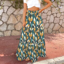 GERTRUDE - High Waist Frill Hem Maxi Skirt (Wild Bloom)