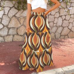 GERTRUDE - High Waist Frill Hem Maxi Skirt (Amber Echo)