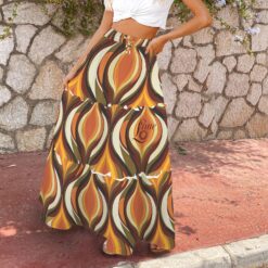 Alternative view of GERTRUDE - High Waist Frill Hem Maxi Skirt (Amber Echo)