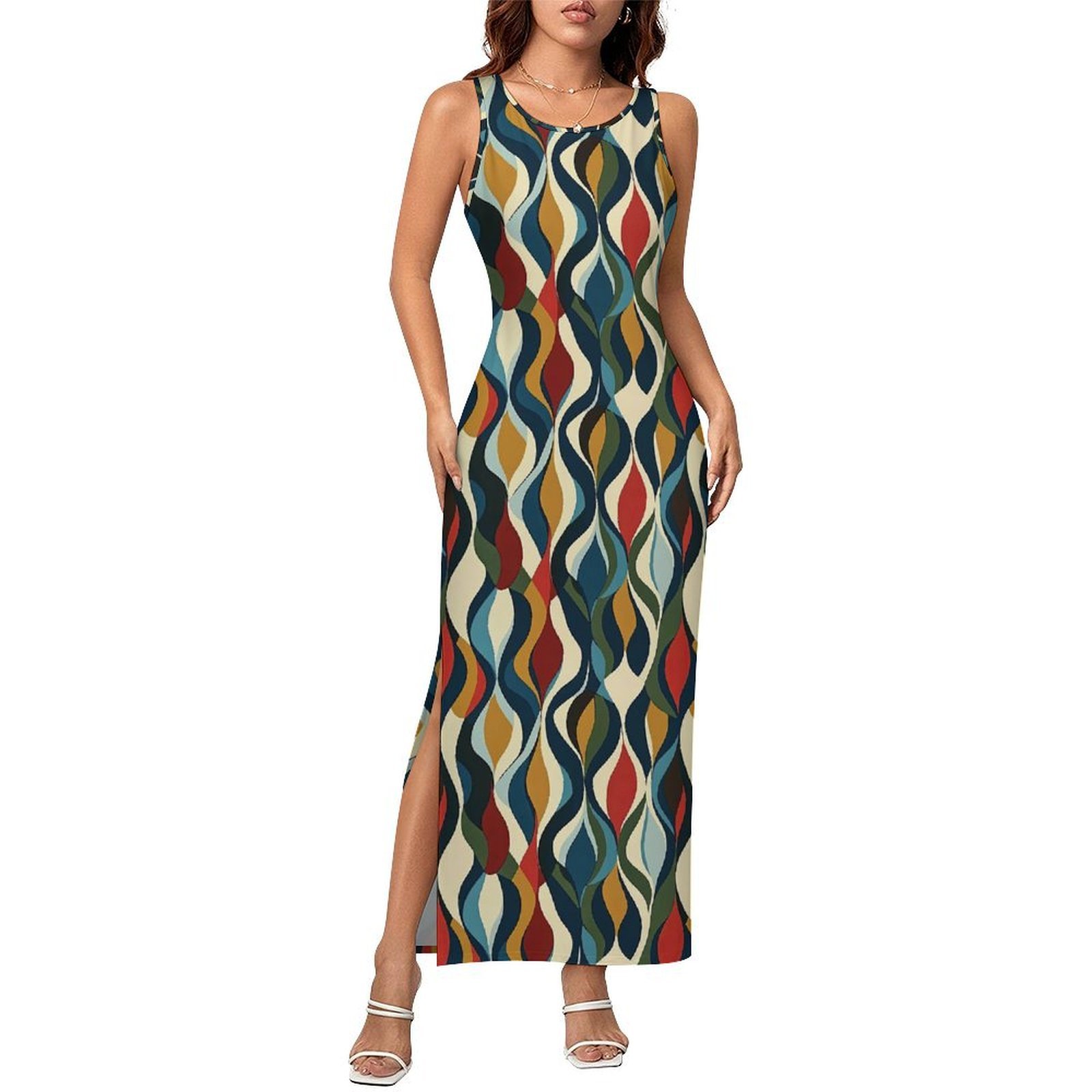Drucilla - Side Slit Sheath Dress - (Chromatic Drift)