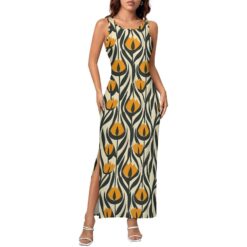 Drucilla - Side Slit Sheath Dress - (Golden Echo)