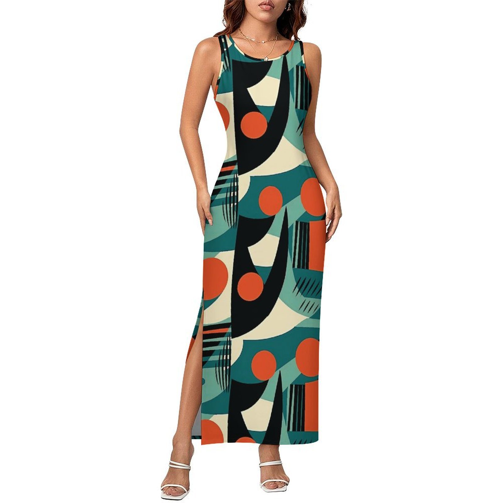 Drucilla - Side Slit Sheath Dress (Amber Echo)