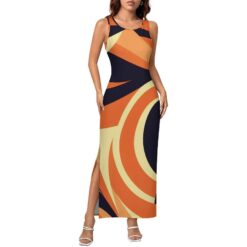 Drucilla - Side Slit Sheath Dress - (Molten Arc)