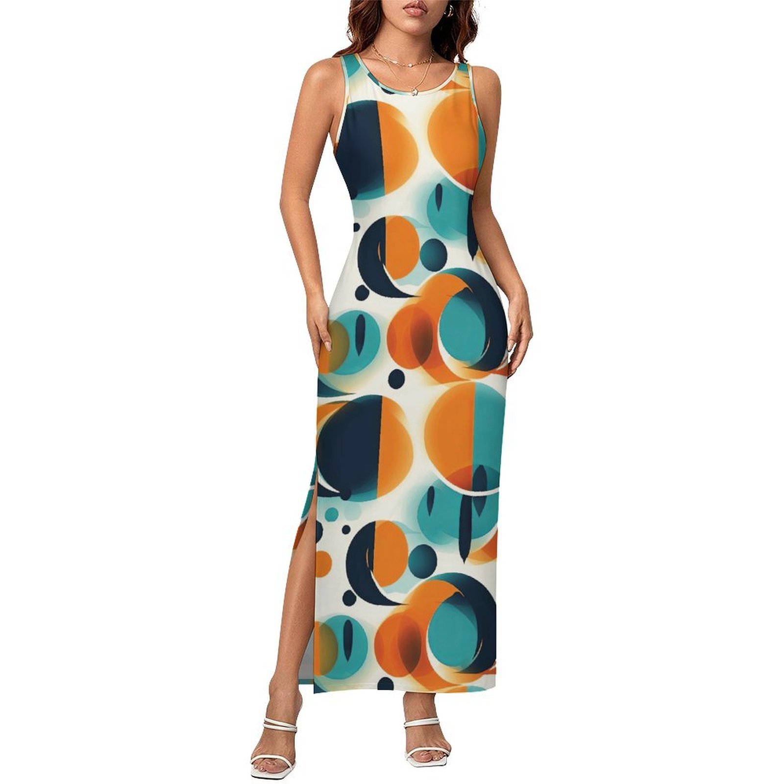 Drucilla - Side Slit Sheath Dress (Solar Collision)