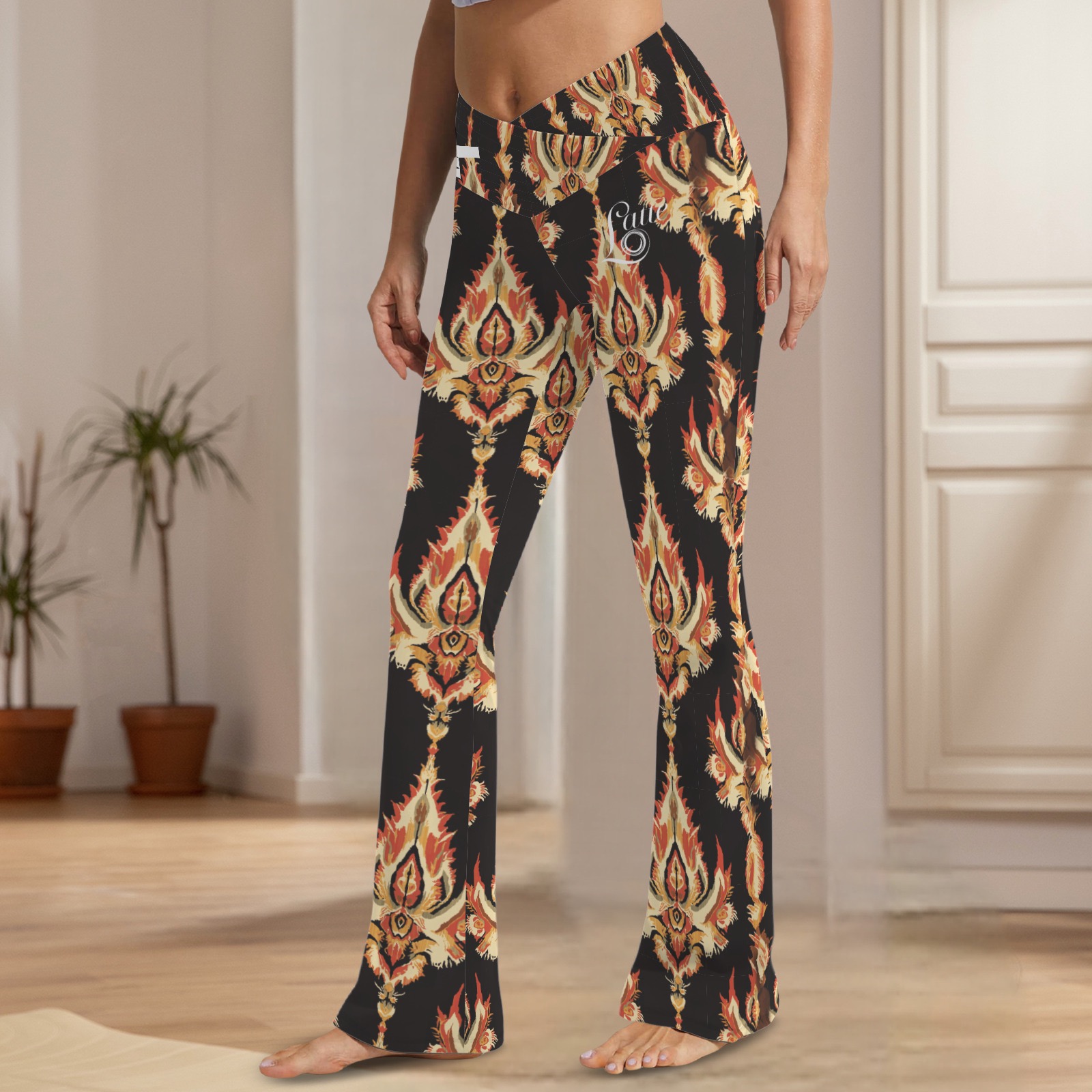 Magda - Tummy Control Flared Leggings (Ember Totem)