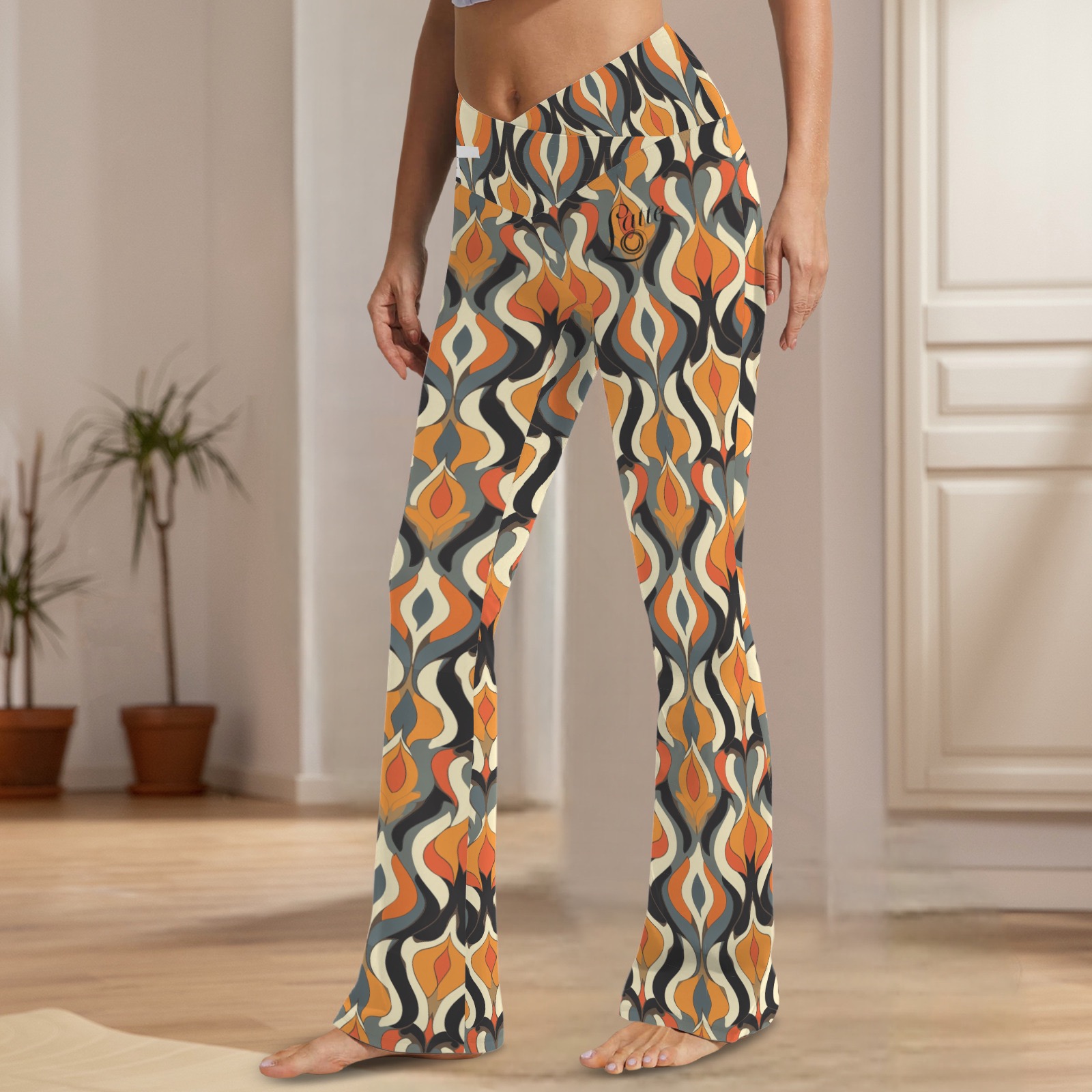 Magda - Tummy Control Flared Leggings (Sunfire Bloom)