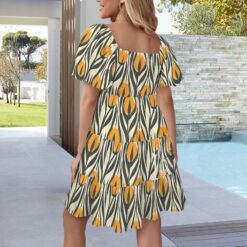Alternative view of OLIVIA - Square Neck Puff Sleeve Tiered A-Line Midi Dress (Golden Echo)